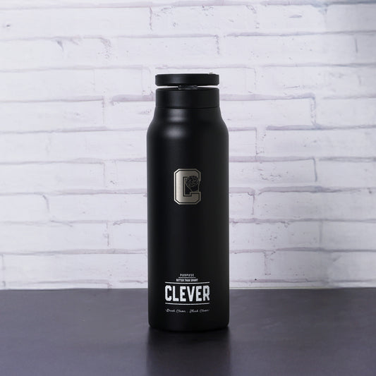 CLEVER NYC 24 OZ "drink & think" stainless steel dual insulation bottle [Hot/Cold]