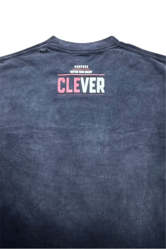 CLEVER NYC VINTAGE WASH LOGO T SHIRT - Shadow Wash Black